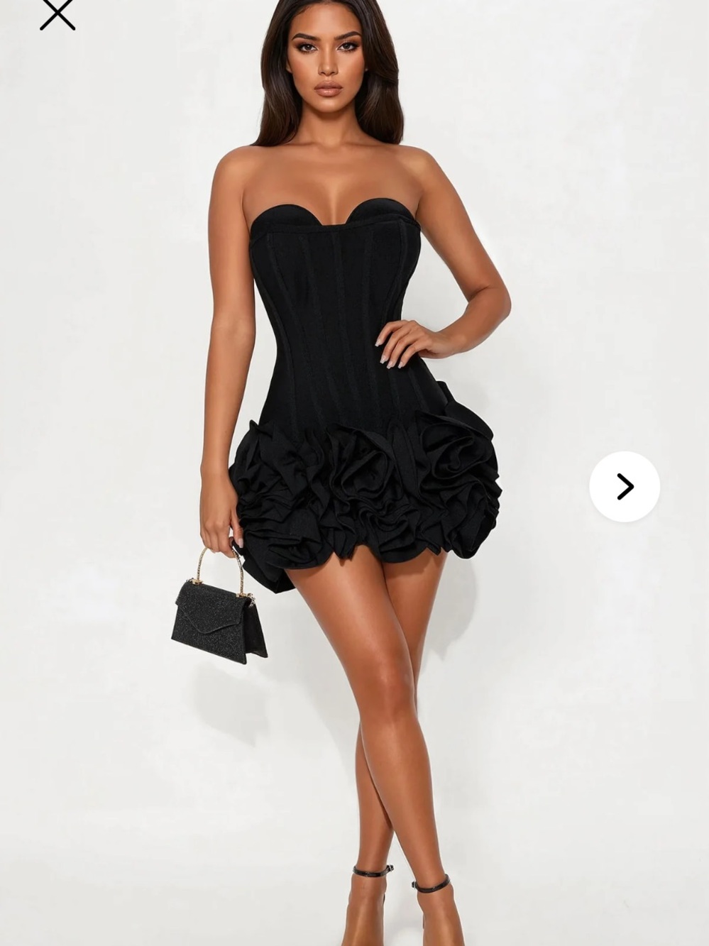 Strapless Black Ruffled Mini dress medium size